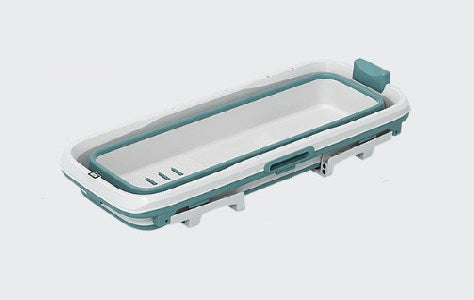 Vikbar badbalja för vuxna med lock, digital termometer och fotmassage - 132cm / blå